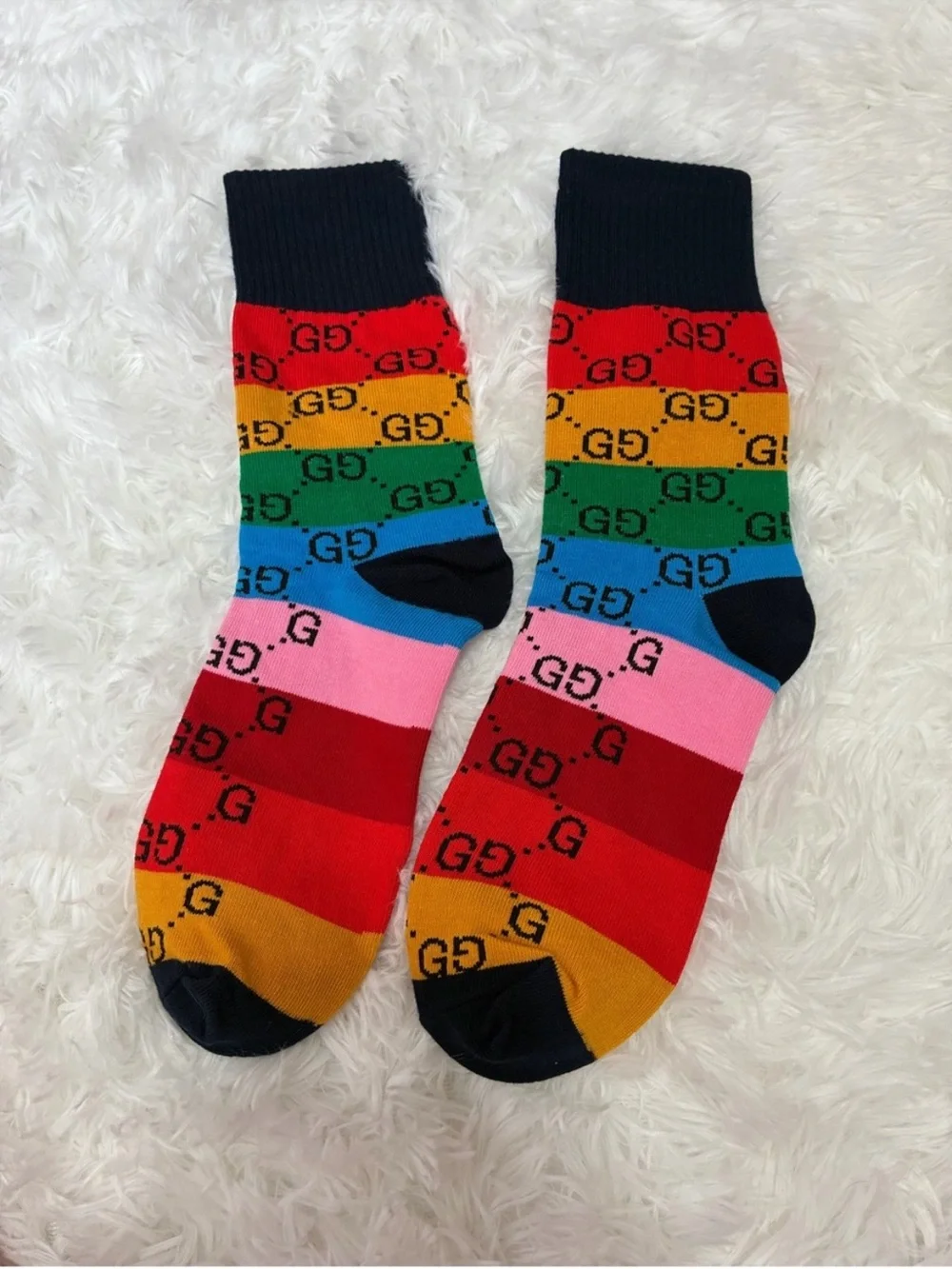 Gucci Rainbow GG Stripe Crew Socks - Multicolor